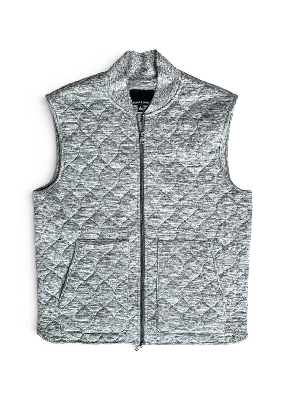 BANANA REPUBLIC Men’s Heather Gray Quilted Sleeveless Vest